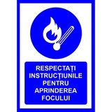 placuta respectati instructiunile pentru aprinderea focului